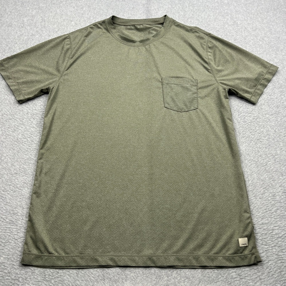 Vuori Tradewind Performance Tee Mens Large Green Pocket Mesh Crew Gym Shirt V109